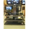 Image 1 : 1 BLACK GLASS 3 TIER TV STAND WITH MOUNTING BRACKET