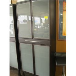 4 DOOR OPAQUE GLASS CABINET WITH DRAWER