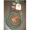 Image 1 : 3.5 HP HONDA GX110 WATER PUMP WITH A ROLL OF FIREHOSE, NOZZLES, SUCTION HOSE ETC.