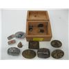 Image 1 : WOODEN BOX OF ASSORTED BELT BUCKLES