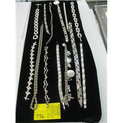 A LOT OF SILVER COLOR NECKLACES & BRACELETS