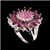 Image 2 : Natural  Pink Ruby Rhodolite Garnet Ring