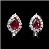 Image 1 : Genuine Pear 6x4mm Top Blood Red Ruby Earrings