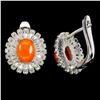 Image 2 : Natural  Orange Fire Opal 8x6 MM Earrings
