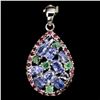 Image 1 : Natural Blue Tanzanite Emerald & Ruby Pendant