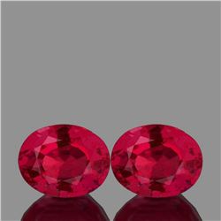 Natural Oval AAA Fire Red Mozambique Ruby Pair