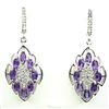 Image 1 : Natural Marquise Purple Amethyst White Topaz Earrings