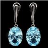 Image 1 : Natural Concave Cut16x12mm Blue Topaz Earrings