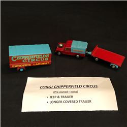 CORGI CHIPPERFIELD CIRCUS JEEP & TRAILER/ LONGER COVERED TRAILER (LOOSE)