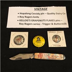 VINTAGE HOPALONG CASSIDY/ KELLOG'S/ ROY ROGERS COLLECTIBLES LOT