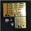 Image 1 : DONALD TRUMP GOLD FOILED NOVELTY BANK NOTES & PINS LOT
