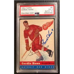 1954 TOPPS #8 GORDIE HOWE (VG 3) AUTO 10