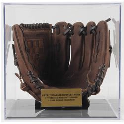 Pete Rose Signed Rawlings Baseball Glove Inscribed "4256" With Display Case (PSA COA)