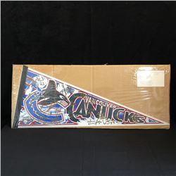 VANCOUVER CANUCKS TEAM SIGNED PENNANT w/ JOVANOVSKI, SEDINS, NASLUND, SOPEL + MORE