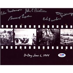 D-Day Veterans Signed Photo w/ BOB BEARDEN JOHN BISTRICA PETER FANTACONE DON JAKEWAY BERNARD NOLAN