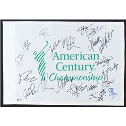 2018 AMERICAN CENTURY CHAMPIONSHIP MULTI-SIGNED FLAG w/ PAYTON, TATE, CLEMENS, LARRY THE CABLE GUY)