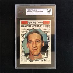 1961 TOPPS #589 WARREN SPAHN All-Star (7.5 NM+)