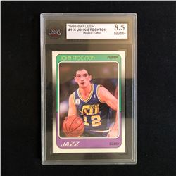 1988-89 FLEER #115 JOHN STOCKTON Rookie Card (8.5 NMM+)