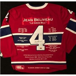 JEAN BELIVEAU SIGNED CANADIENS CAPTAIN STATS JERSEY (AUTOGRAPH AUTHENTIC COA)