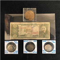 BANK NOTE/ COINS LOT (CANADA, AFRICA, BOLIVIA)