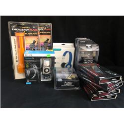 PHONE ACCESSORIES/ HEADPHONES/ FLASHLIGHTS LOT