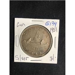 1951 CANADA SILVER DOLLAR