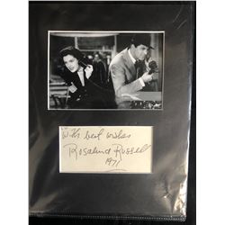 ROSALUND RUSSELL SIGNED INDEX CARD PHOTO DISPLAY