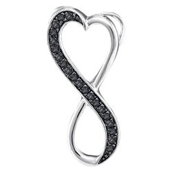 Womens Round Black Color Enhanced Diamond Infinity Pendant 1/10 Cttw 10kt White Gold - REF-6K5Y