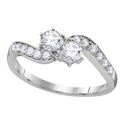 Round Diamond 2-stone Bridal Wedding Engagement Ring 5/8 Cttw 10kt White Gold - REF-49F9W