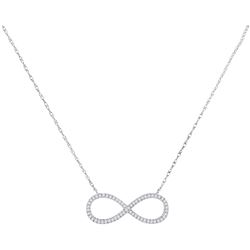 Womens Round Diamond Infinity Pendant Necklace 1/6 Cttw 10kt White Gold - REF-12A9M
