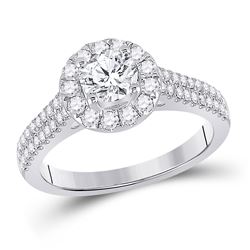 Round Diamond Solitaire Bridal Wedding Engagement Ring 1-1/3 Cttw 14kt White Gold - REF-241N5F