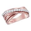 Image 1 : Womens Round Diamond Crossover Band Ring 3/8 Cttw 14kt Rose Gold - REF-45X5A