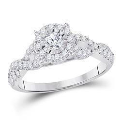 Round Diamond Solitaire Bridal Wedding Engagement Ring 3/4 Cttw 14kt White Gold - REF-71N9F