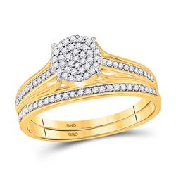 Round Diamond Bridal Wedding Ring Band Set 1/3 Cttw 10kt Yellow Gold - REF-21Y5N