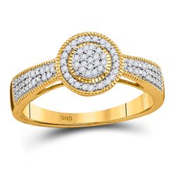 Womens Round Diamond Circle Cluster Ring 1/6 Cttw 10kt Yellow Gold - REF-17Y5N