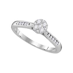 Womens Round Diamond Cluster Ring 1/4 Cttw 14kt White Gold - REF-26Y5N