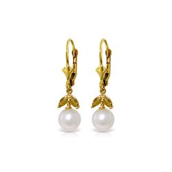 Genuine 4.4 ctw Pearl & Citrine Earrings 14KT Yellow Gold - REF-25H3X