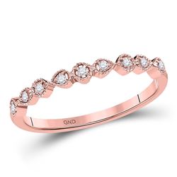 Womens Round Diamond Stackable Band Ring 1/20 Cttw 10kt Rose Gold - REF-9F5W