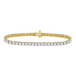 Womens Round Diamond Classic Tennis Bracelet 2 Cttw 10kt Yellow Gold - REF-131M5H