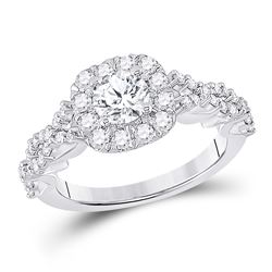 Round Diamond Halo Bridal Wedding Engagement Ring 1-1/2 Cttw 14kt White Gold - REF-274K5Y