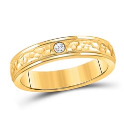 Womens Round Diamond Solitaire Band Ring 1/20 Cttw 14kt Yellow Gold - REF-24X5A