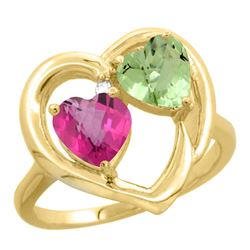 2.61 CTW Diamond, Pink Topaz & Citrine Ring 10K Yellow Gold - REF-23W7F