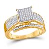 Image 1 : Womens Round Diamond Square Cluster Ring 1/3 Cttw 10kt Yellow Gold - REF-24H5R