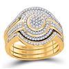 Image 1 : Round Diamond Cluster Bridal Wedding Ring Band Set 1/2 Cttw 10k Yellow Gold - REF-43X5A