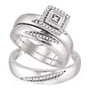 Image 1 : His Hers Round Diamond Solitaire Matching Wedding Set 1/5 Cttw 10kt White Gold - REF-37N5F