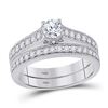 Image 1 : Round Diamond Bridal Wedding Ring Band Set 3/4 Cttw 14kt White Gold - REF-90H5R