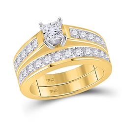 Princess Diamond Bridal Wedding Ring Band Set 2 Cttw 14kt Yellow Gold - REF-253M9H