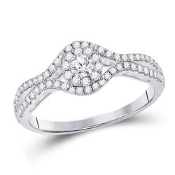 Round Diamond Solitaire Bridal Wedding Engagement Ring 1/2 Cttw 14kt White Gold - REF-43H5R