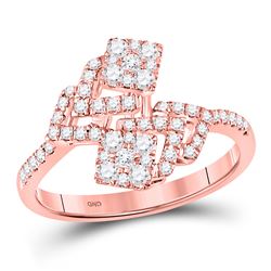 Womens Round Diamond Fashion Ring 1/2 Cttw 14kt Rose Gold - REF-46X9A