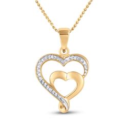 Womens Round Diamond Heart Pendant .01 Cttw 10kt Yellow Gold - REF-6M5H